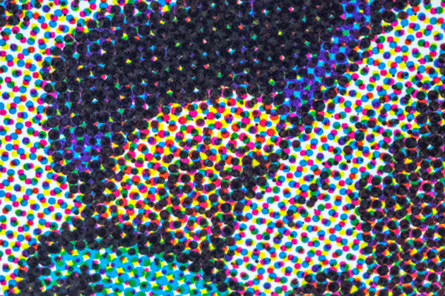Figure 4. The creation of intermediate colours by simulating the combined absorption of primary dyes.