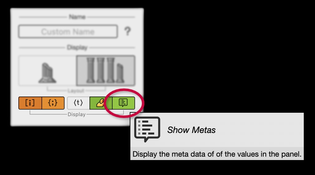 Figure 3. Data panels can show meta data in a separate column.
