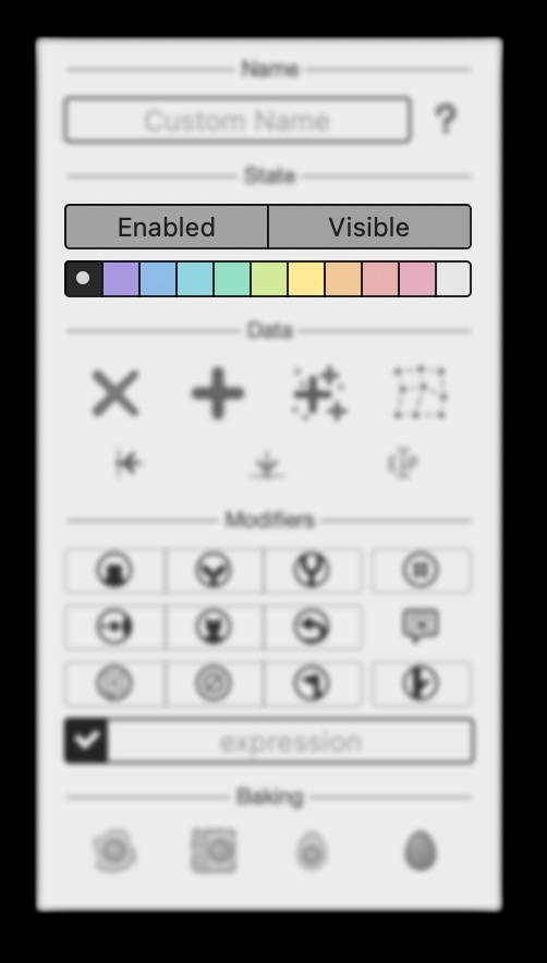 Figure 4. The colour override toggles on all geometry capable parameters.