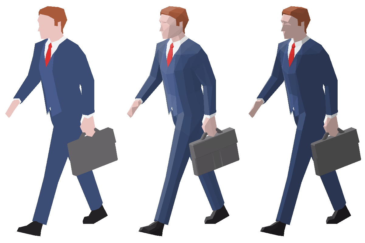Figure 2. Figurines styled using Flat, Full and Diffuse instructions.