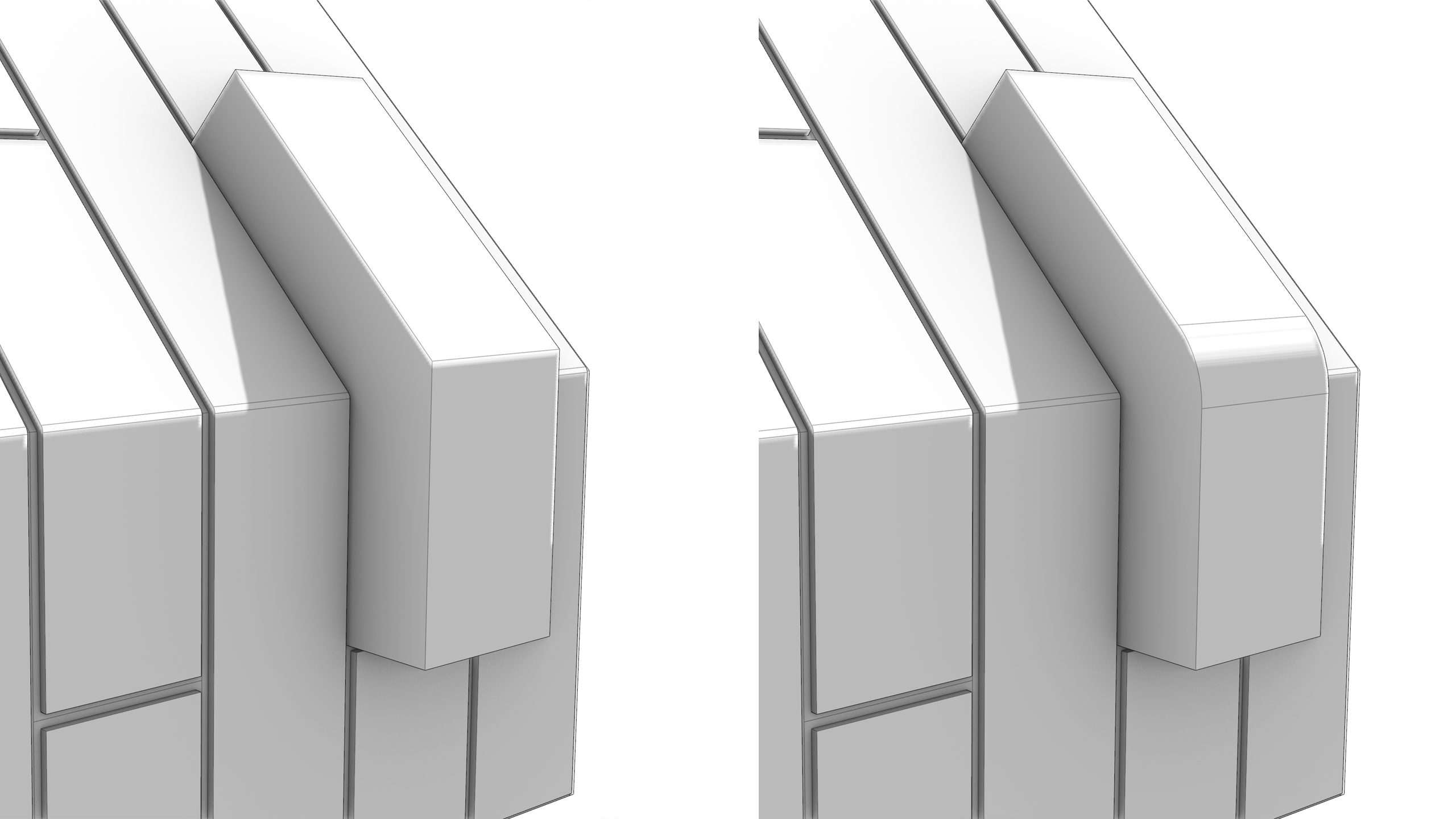 Automatic corner resolution, Sharp and Round.