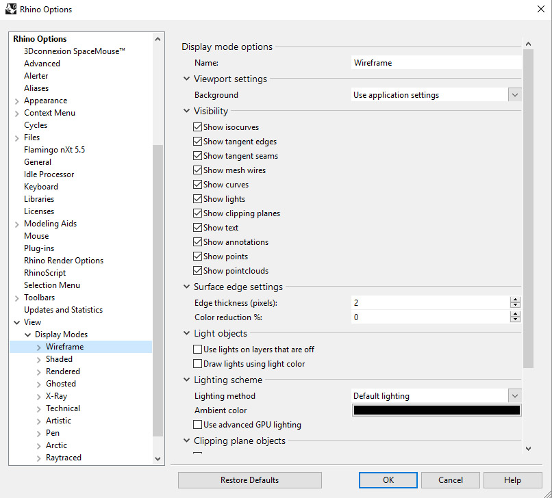 display modes