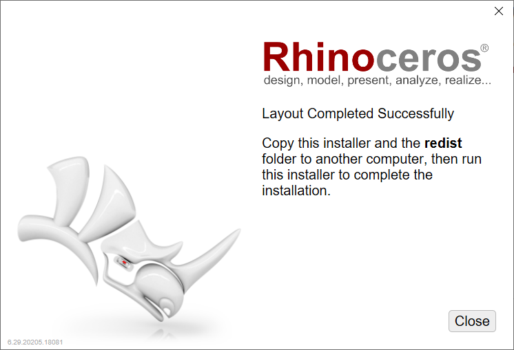 Layout Completed Successfully dialog
