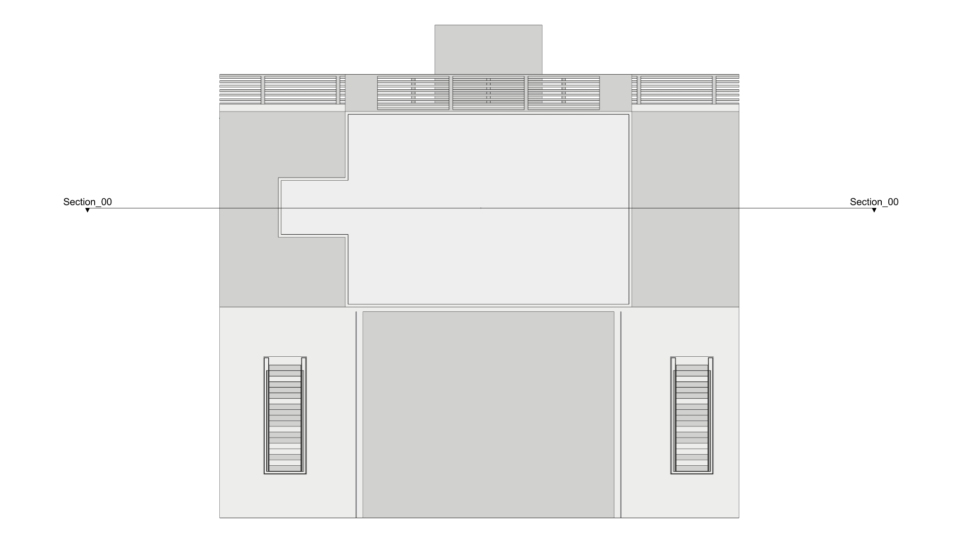 The Section_00 Clipping Plane passing through the building in the Top viewport.
