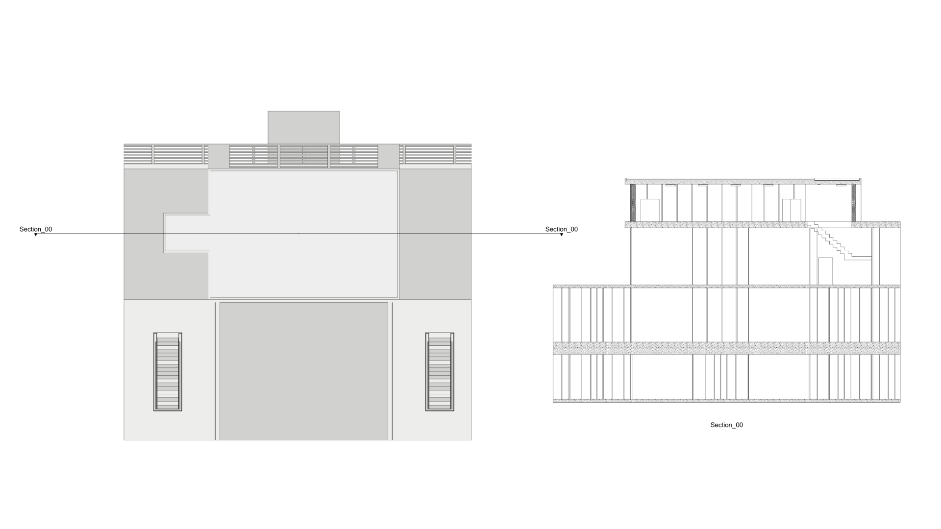 The Section_00 2D Drawing placed next to the model.