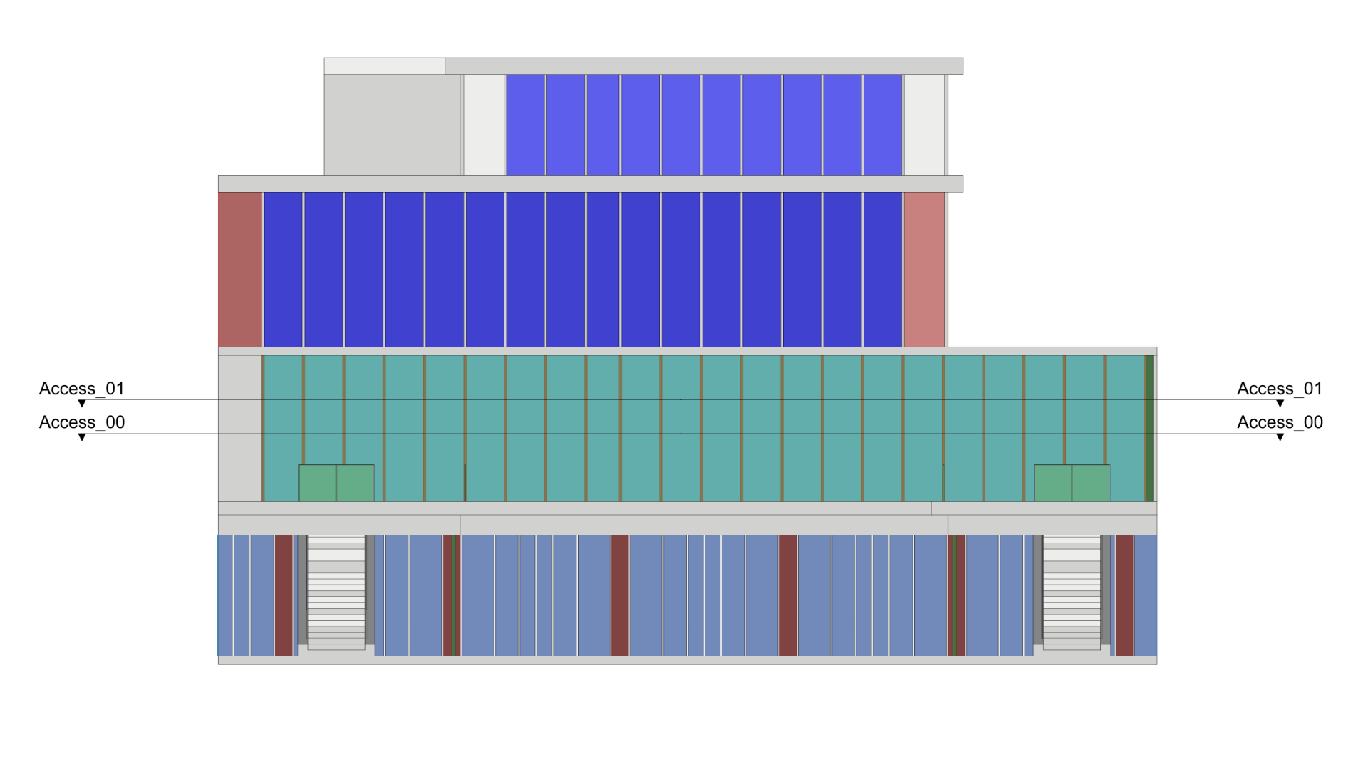 The Access_00 and Access_01 Clipping Planes in the Front viewport.