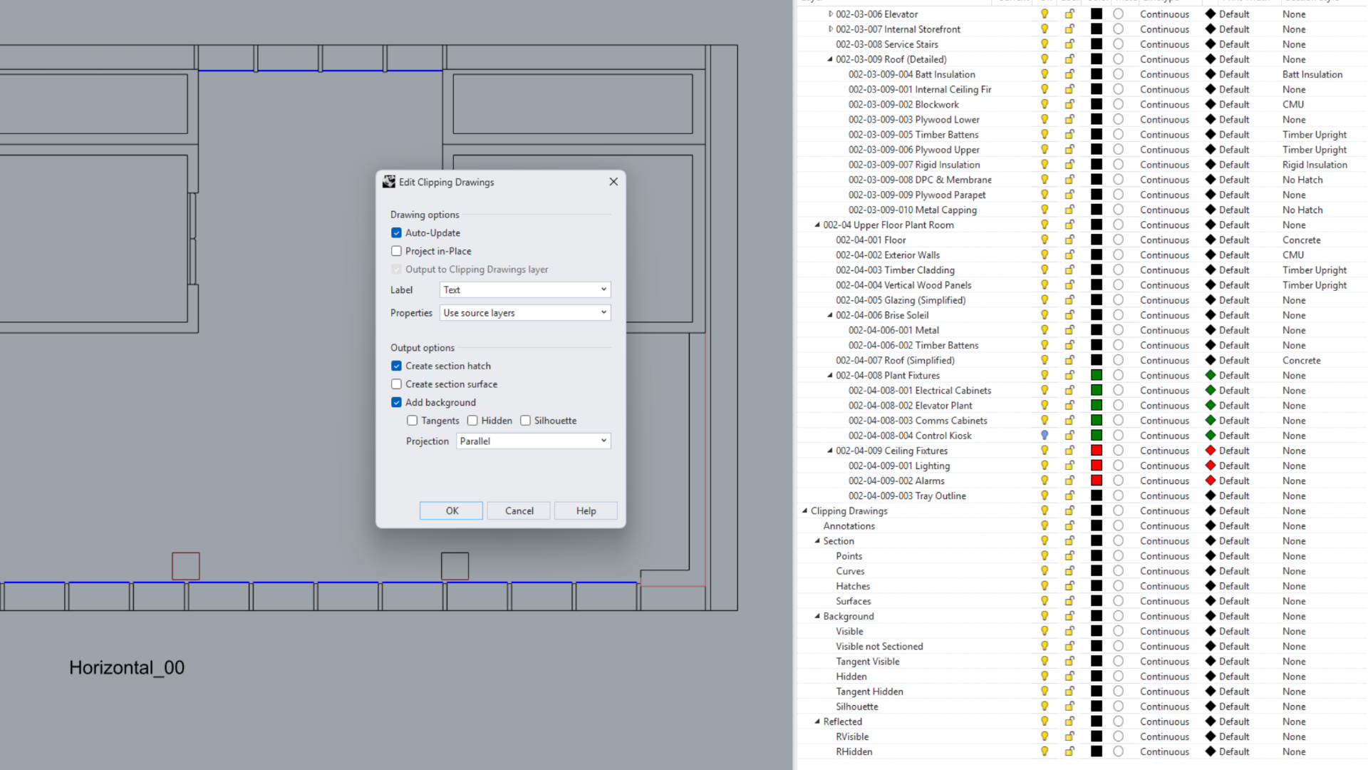 The Edit Clipping Drawings dialog.