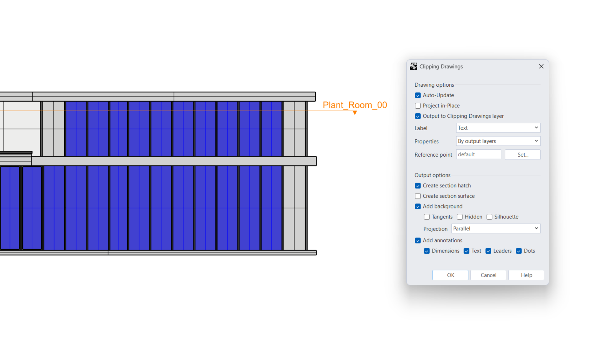 The Clipping Drawings dialog box.