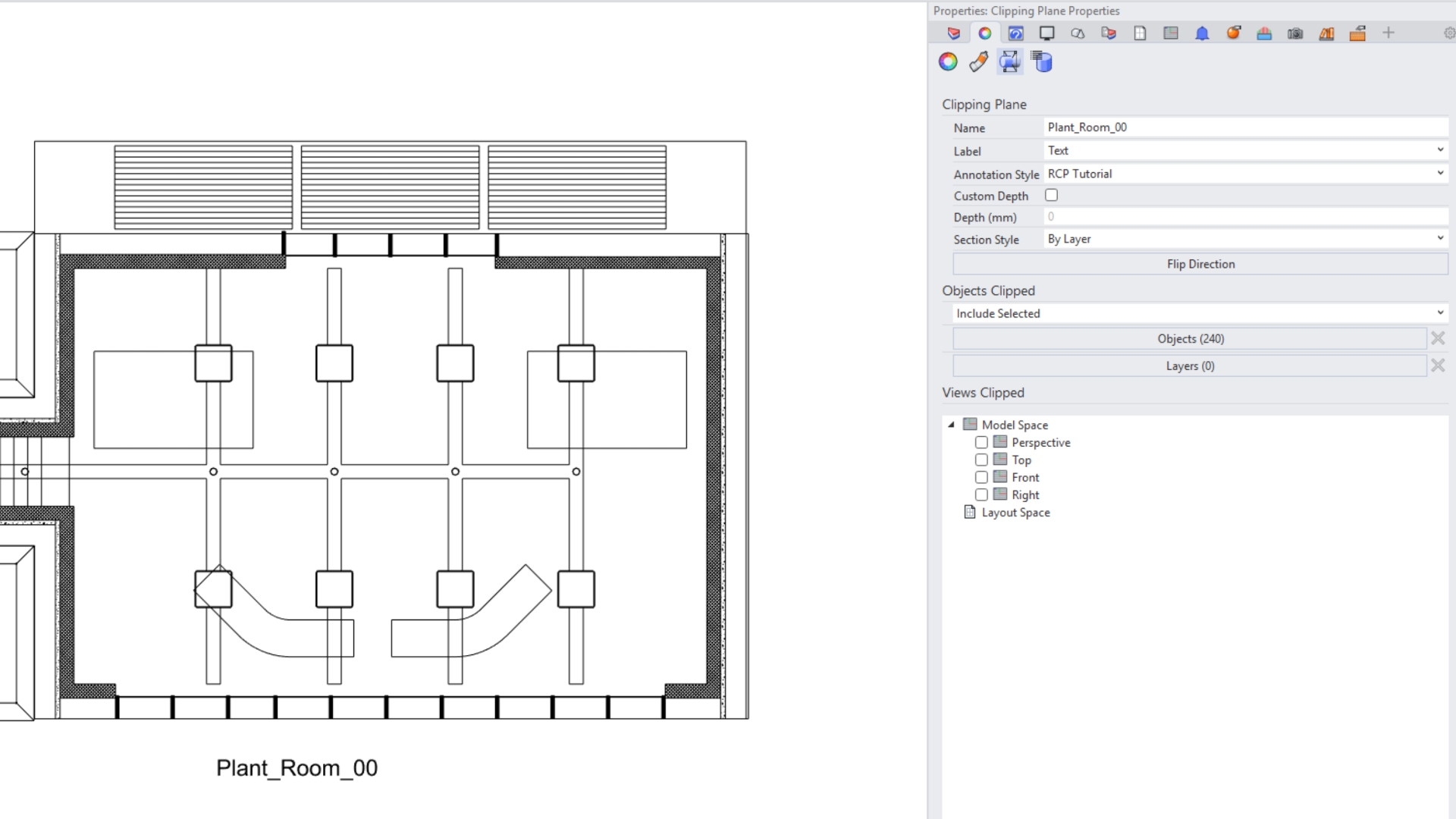Objects Clipped set to Include Selected: Objects (240).