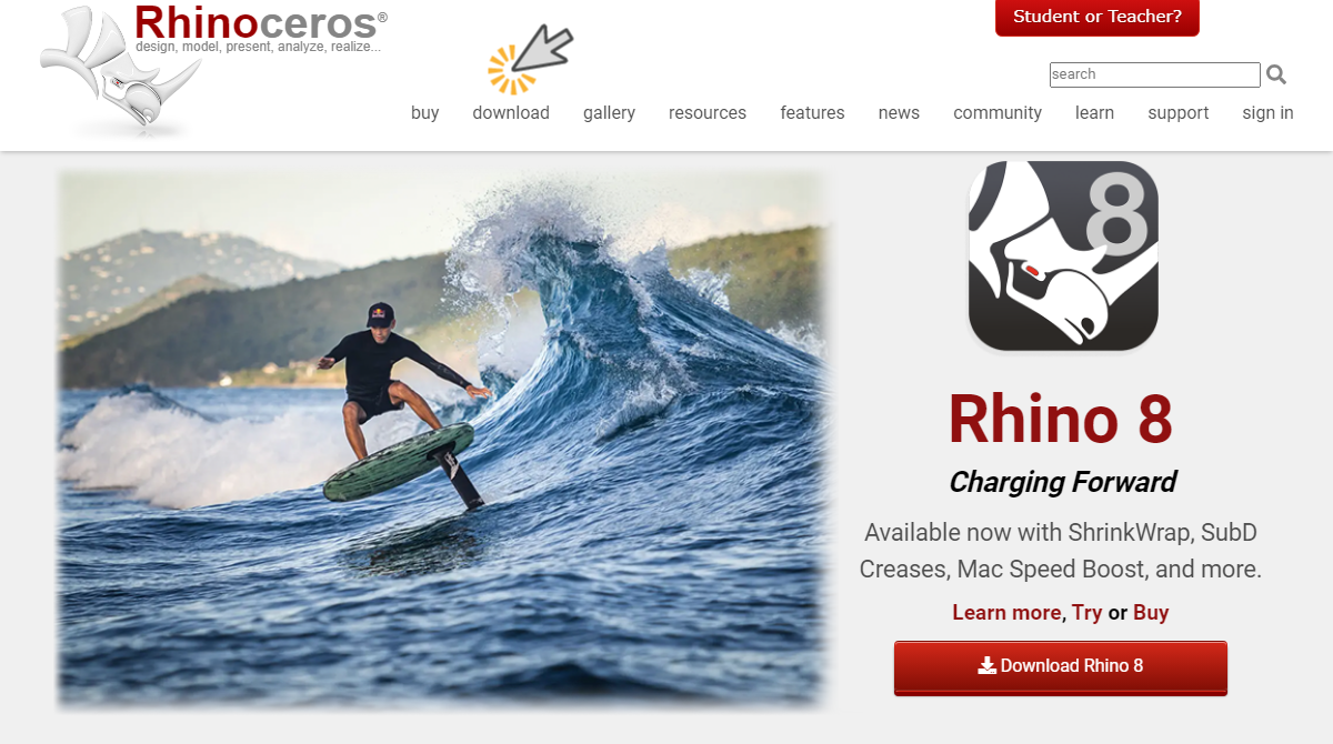 Rhino3d.com homepage