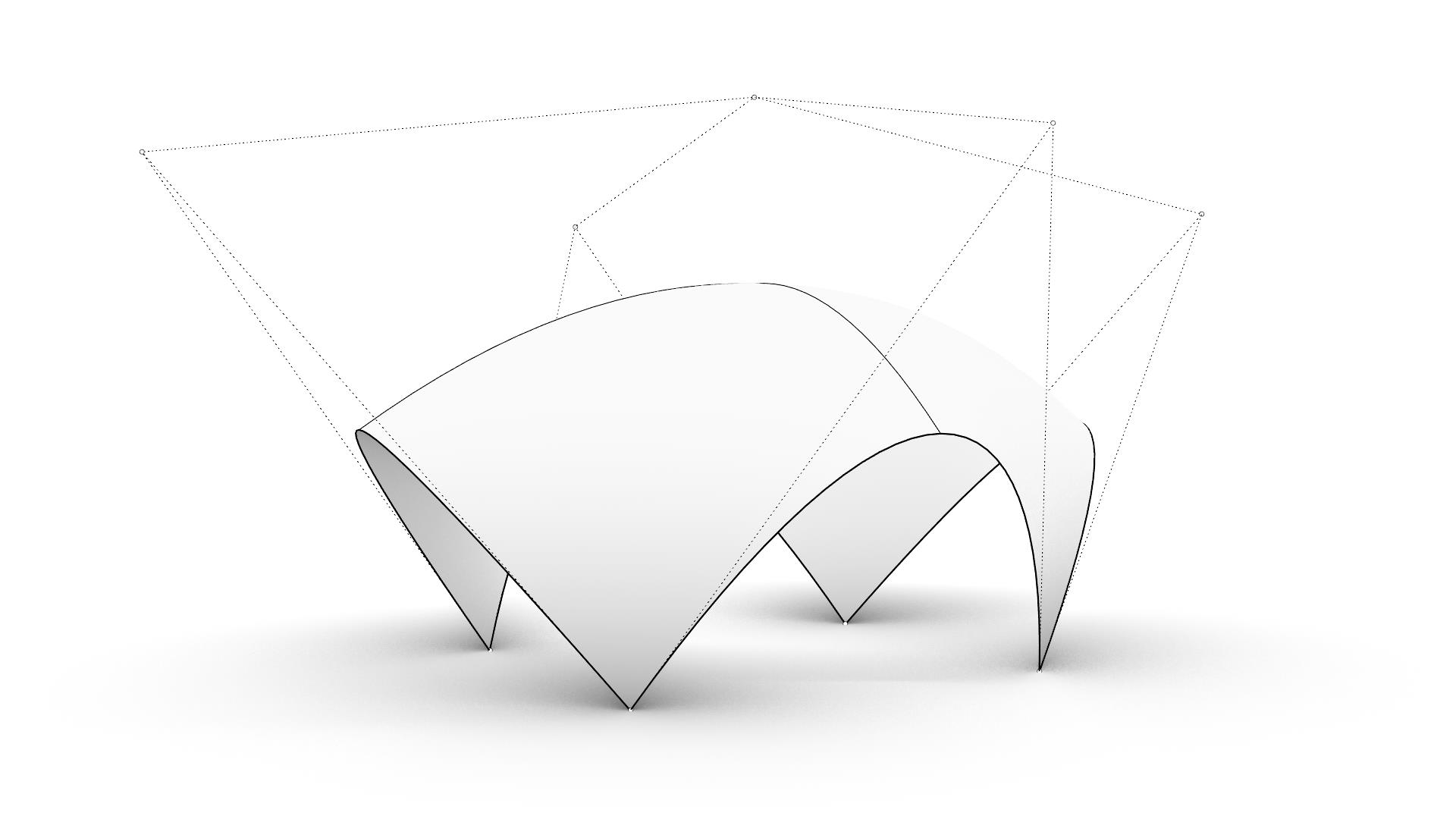 A surface is like an infinitely thin sheet. Move its control points to define the shape.