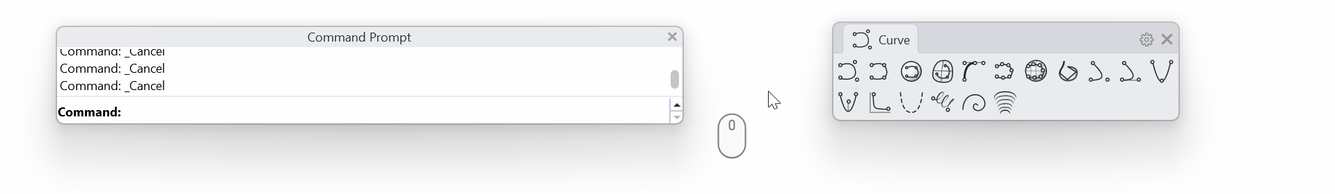 Left-click and right-click to run different commands on an icon