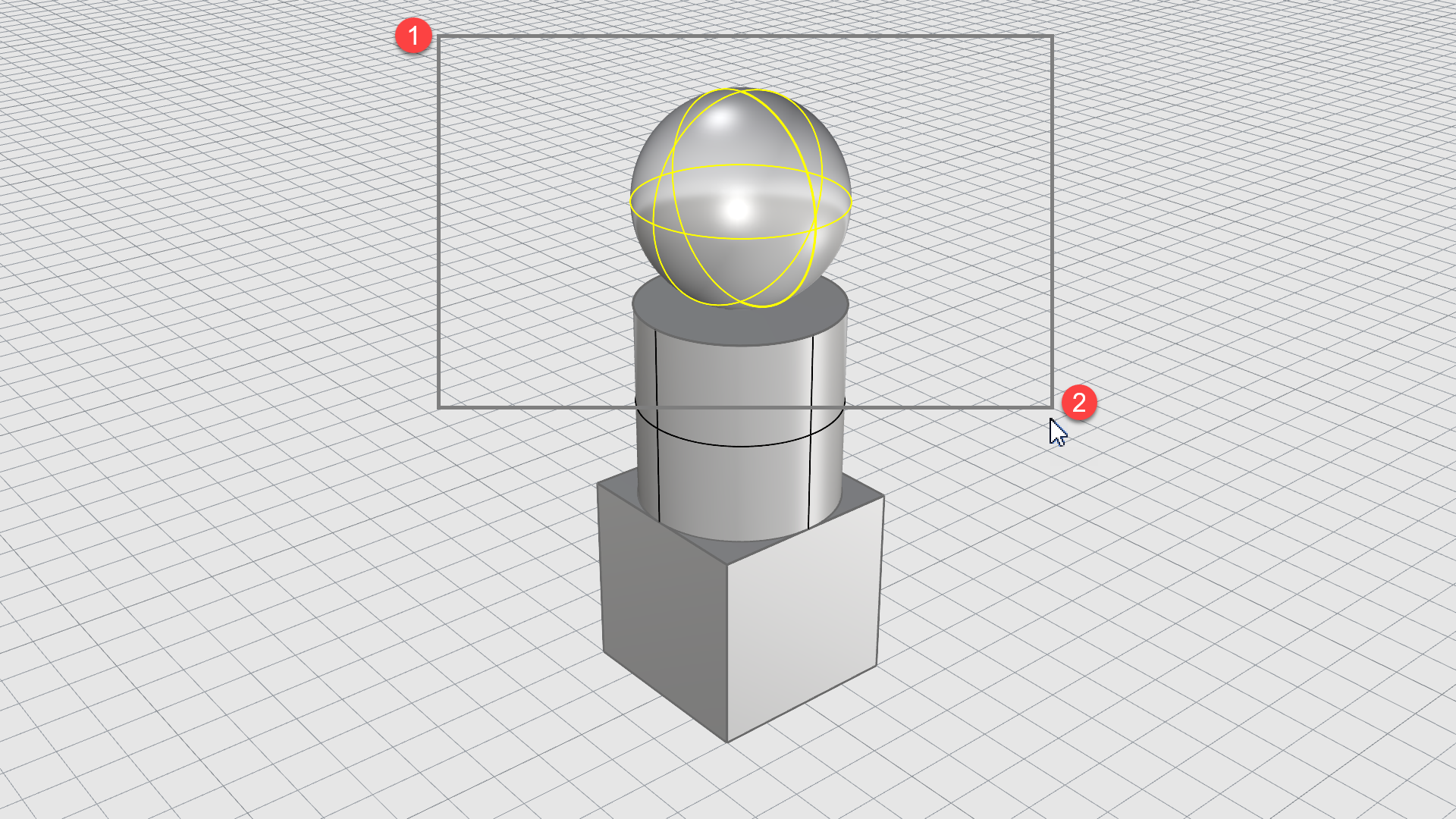 Selects objects entirely inside the Selection Window