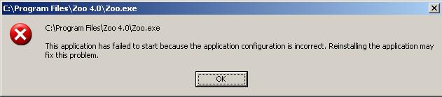 Application has failed to start error