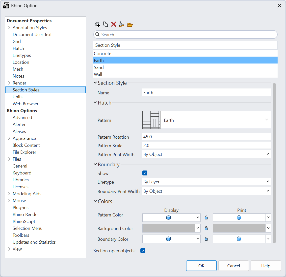 Define the Settings for the Section Style