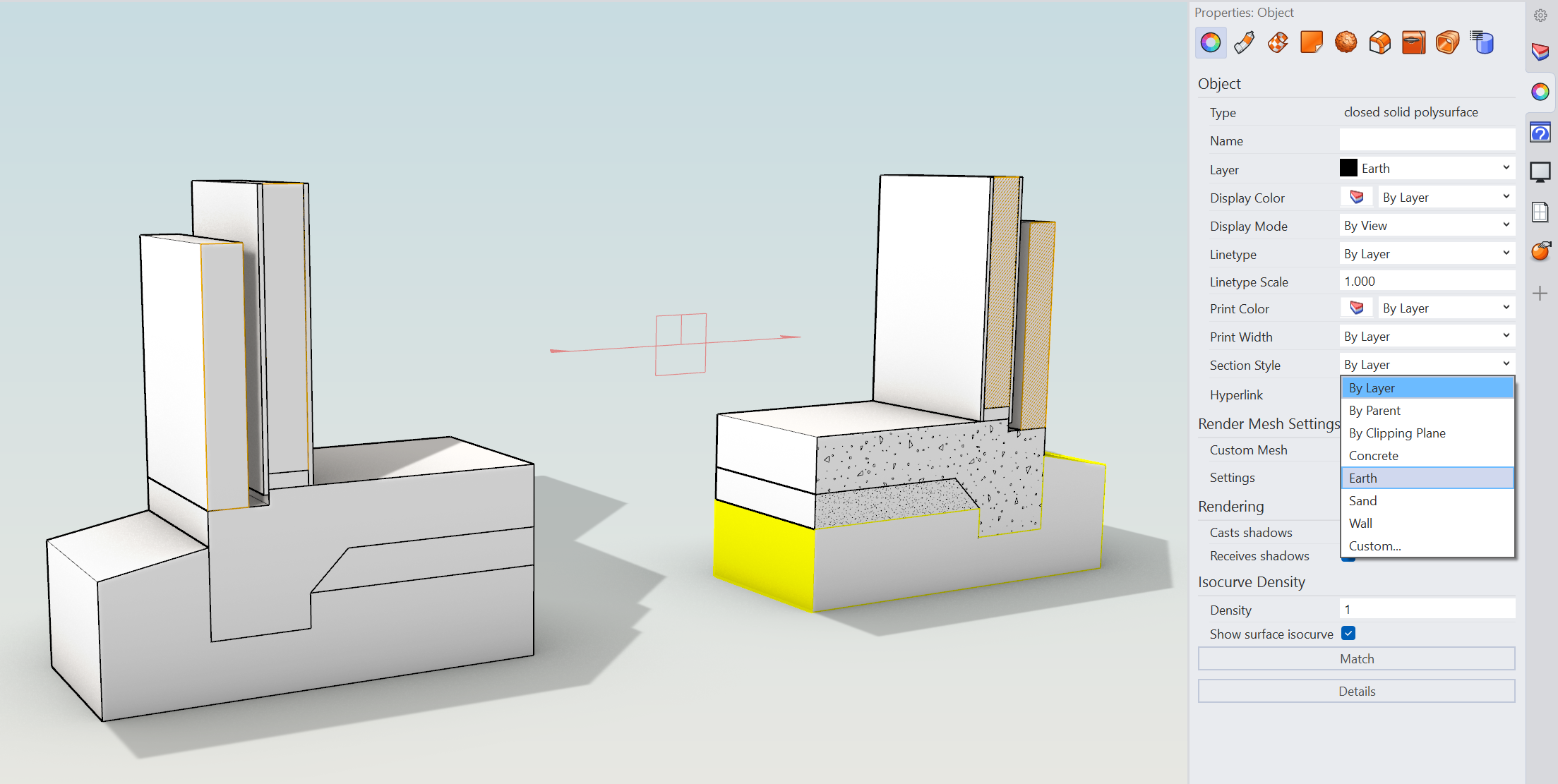 Apply the Section Style per Object.
