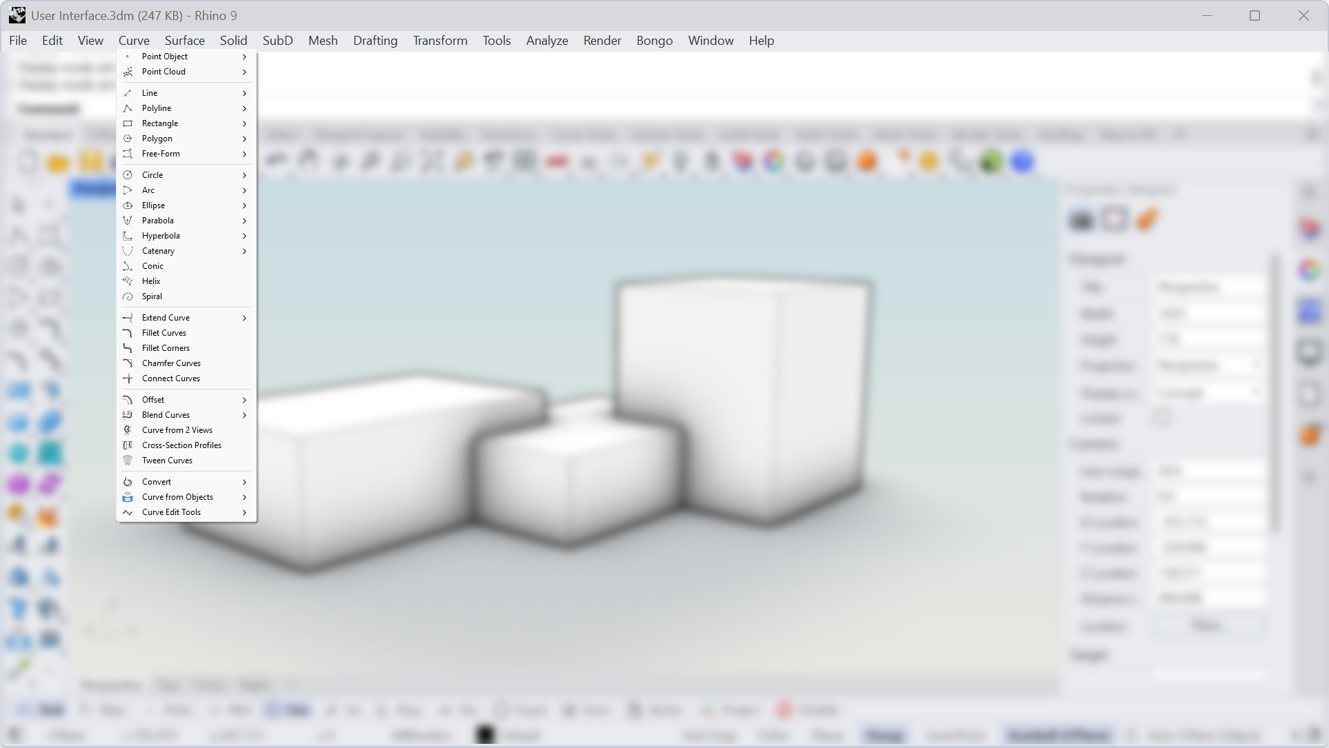 Commands in Menus are paired with icons in Rhino 9