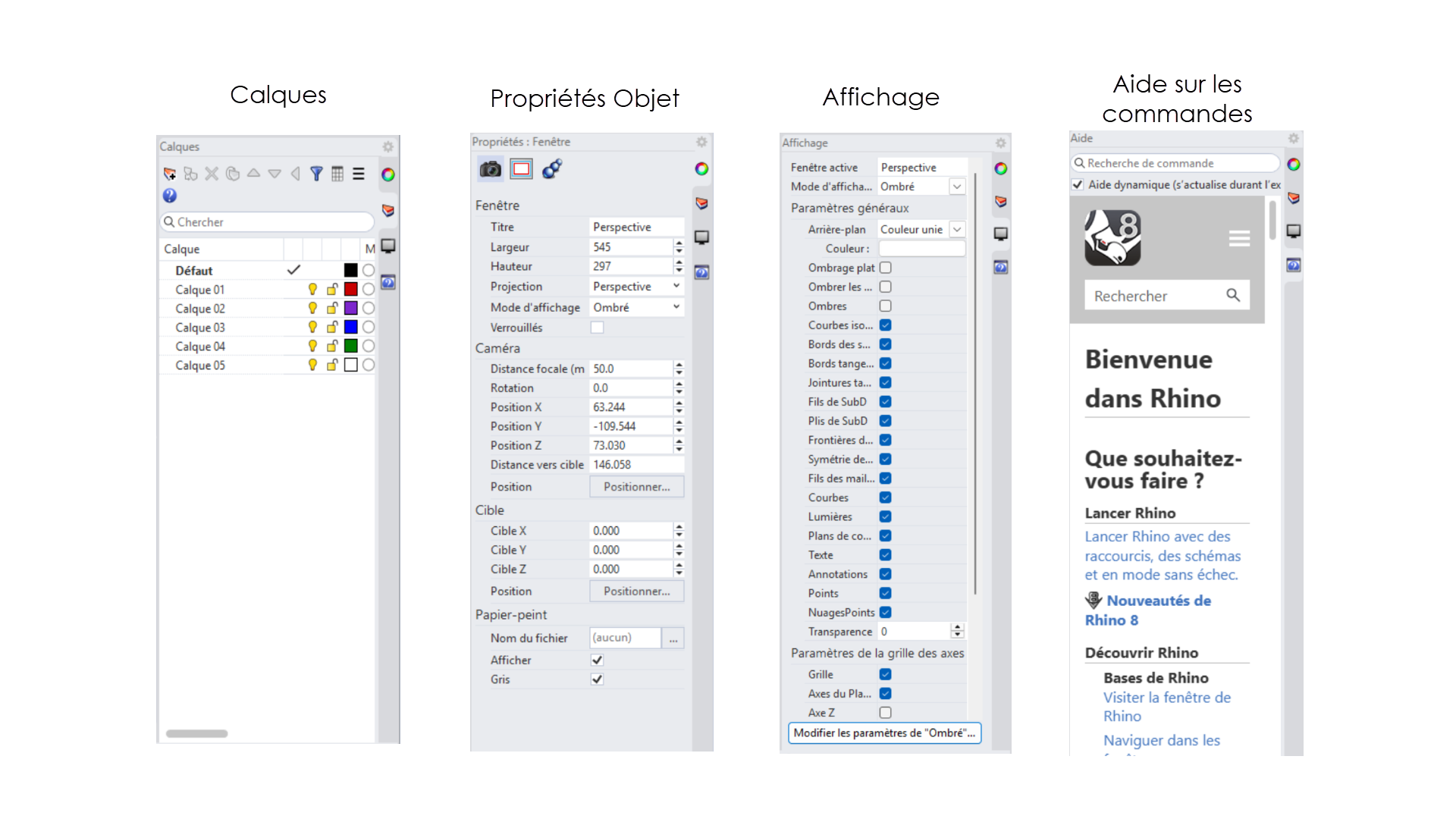 Cliquez sur les icônes situées dans la barre de droite pour activer le panneau de votre choix.