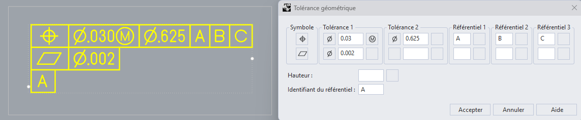 Annotation de cotes et tolérances géométriques dans Rhino 9