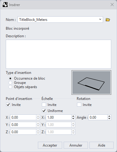 Insertion en tant que bloc.