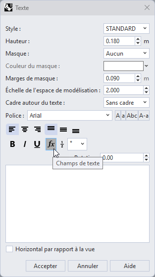 Paramètres du texte