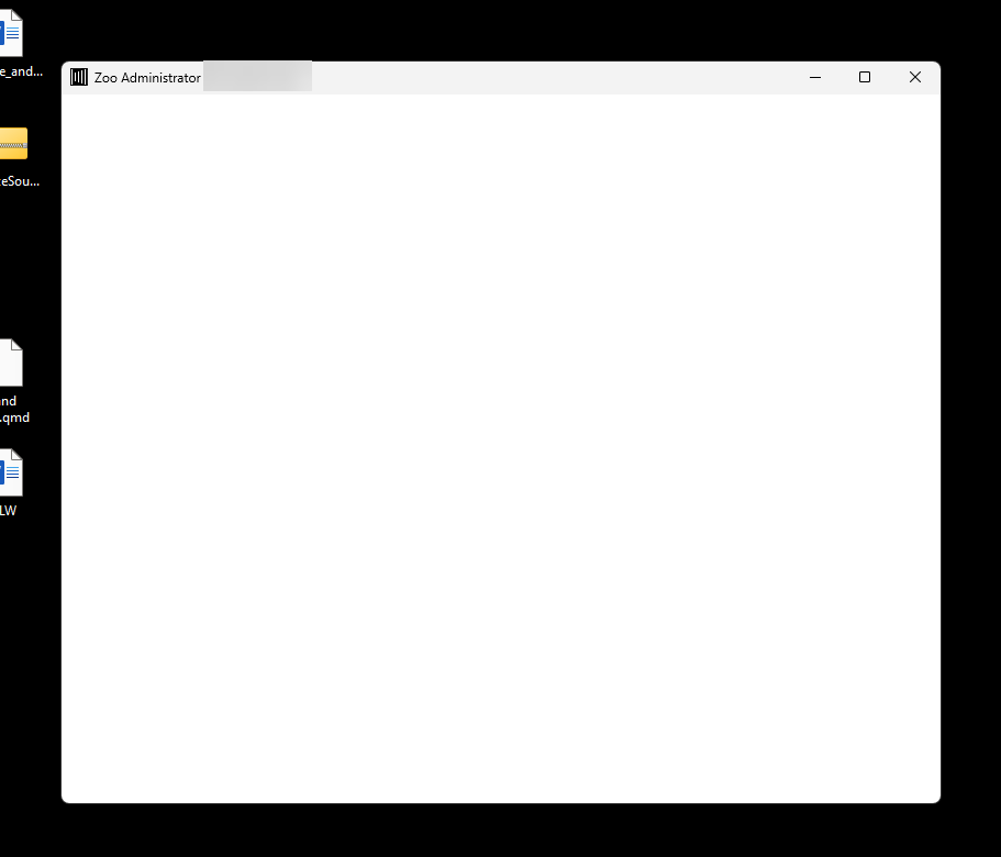 Blank Zoo Admin dialog