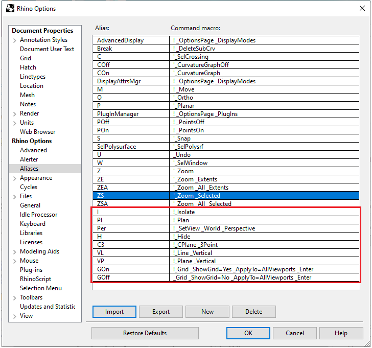 custom aliases