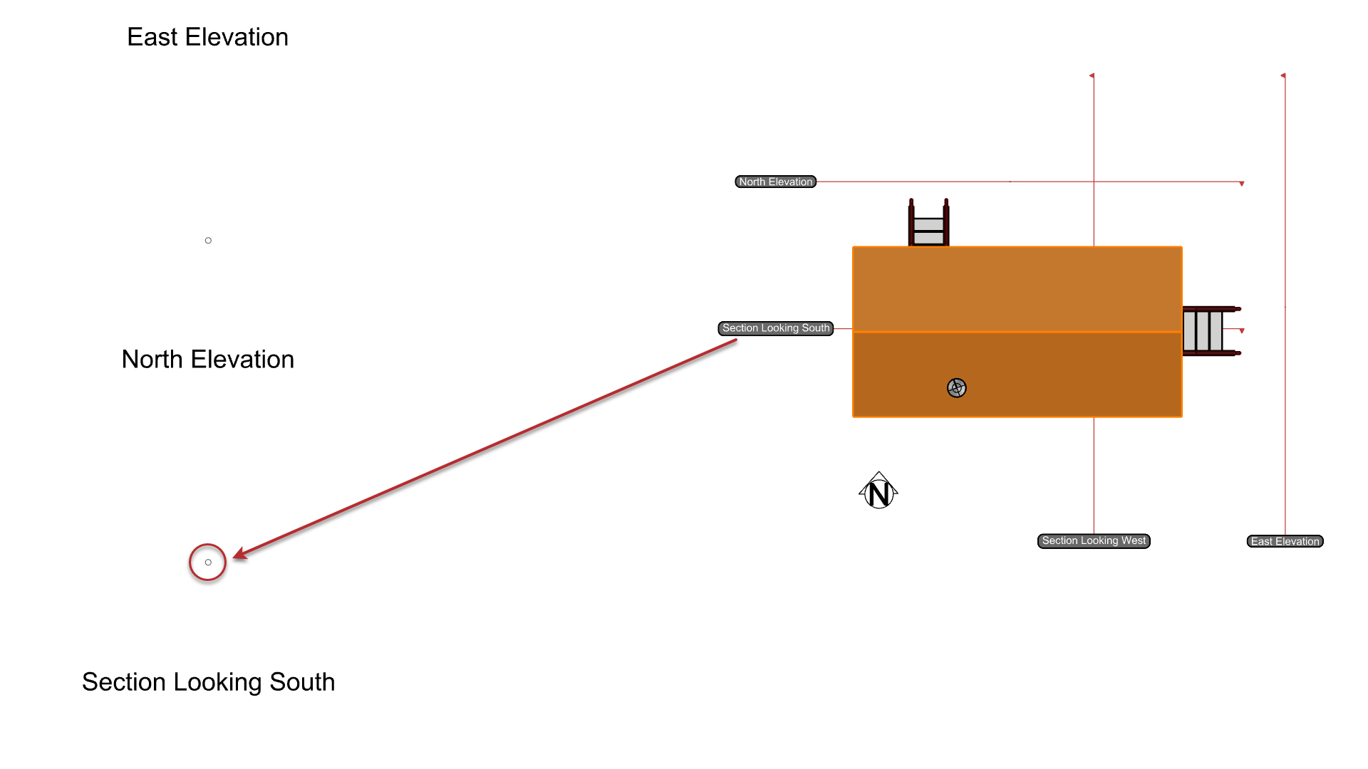 Snap to place the South Elevation on the XY plane.