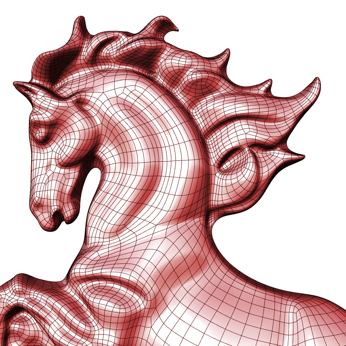 Malla de caballo después de retopología