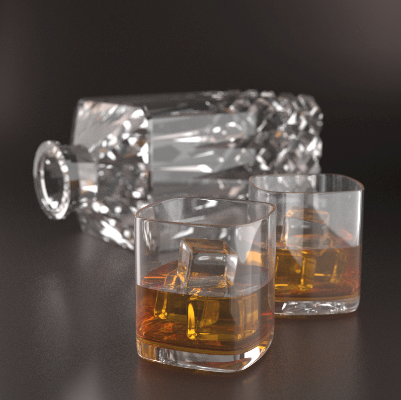 SubD Glasses and decanter by Holo