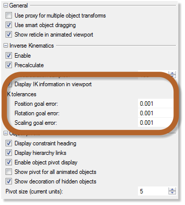 Bongo Document Options IK Tolerances