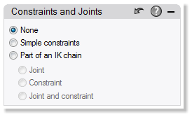 Bongo Constraints and Joints dialog