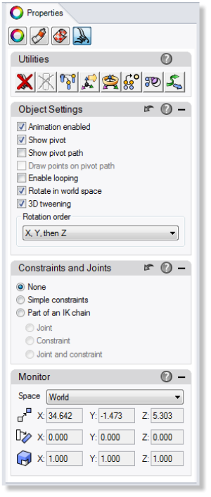 Bongo Object Properties dialog